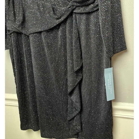 London Times Women's Plus Size 14W Surplus Bodice with Side Cascade Dress - Picture 5 of 10